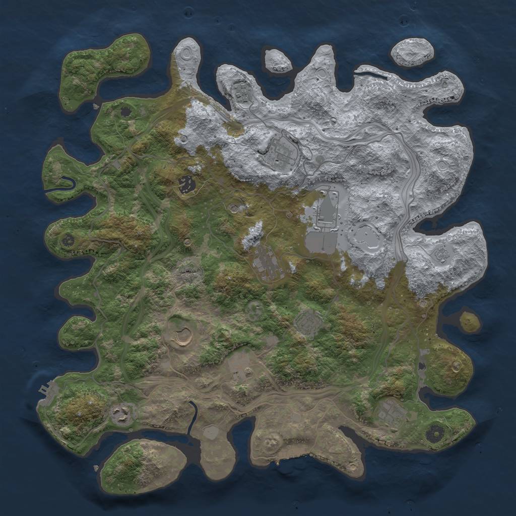 Rust Map: Procedural Map, Size: 4250, Seed: 1914733347, 17 Monuments