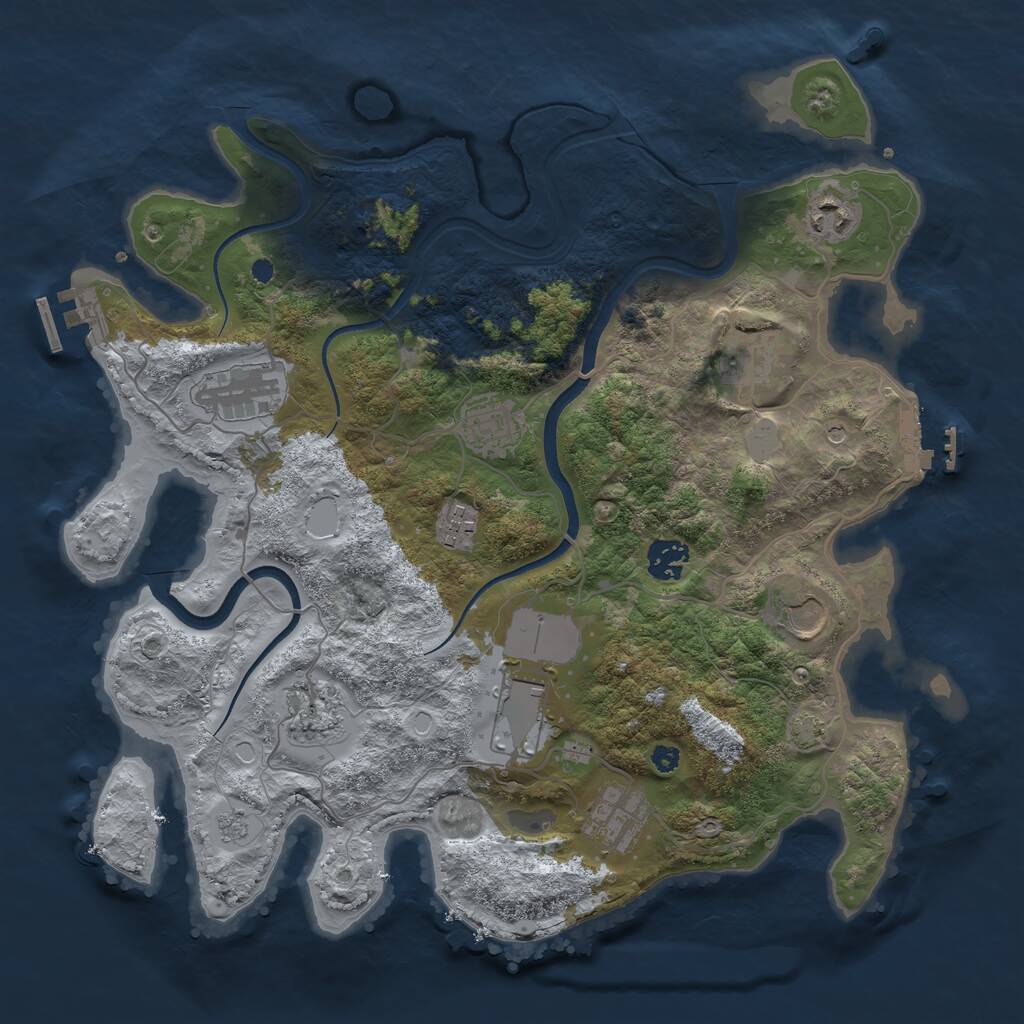 Rust Map: Procedural Map, Size: 3650, Seed: 658785, 16 Monuments