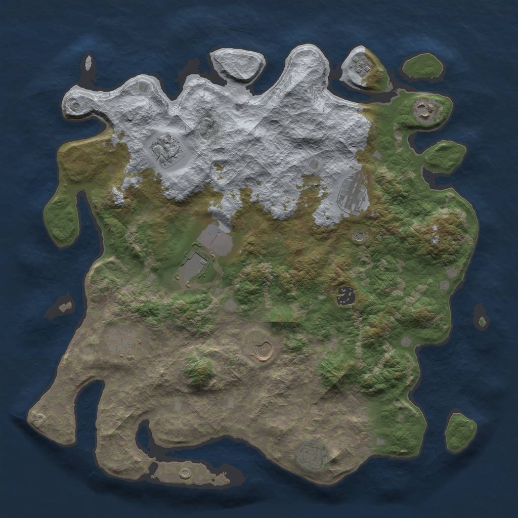 Rust Map: Barren, Size: 4000, Seed: 868425, 12 Monuments