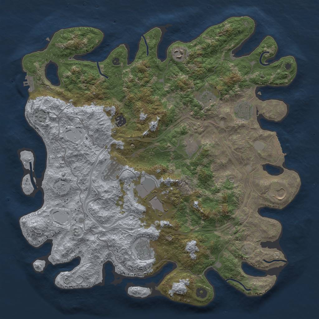 Rust Map: Procedural Map, Size: 4250, Seed: 691840268, 17 Monuments