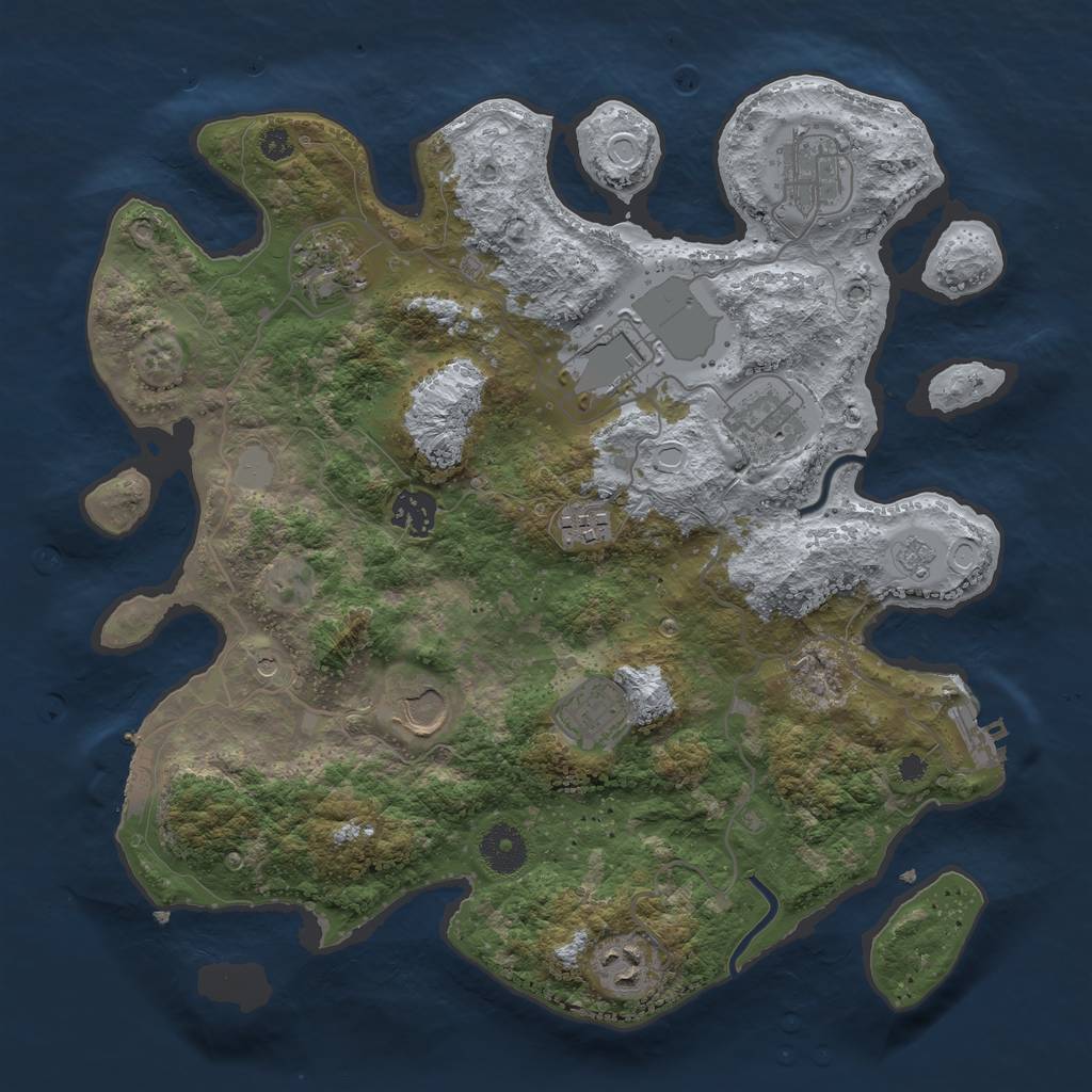 Rust Map: Procedural Map, Size: 3500, Seed: 42307449, 16 Monuments