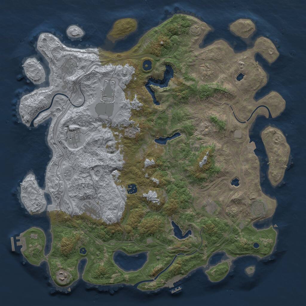 Rust Map: Procedural Map, Size: 4500, Seed: 81356270, 16 Monuments
