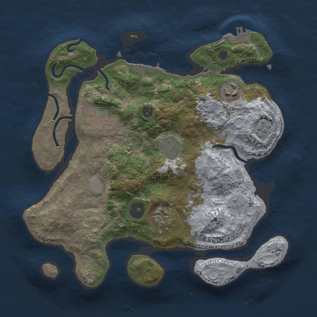 Rust Map: Procedural Map, Size: 3000, Seed: 19577, 12 Monuments