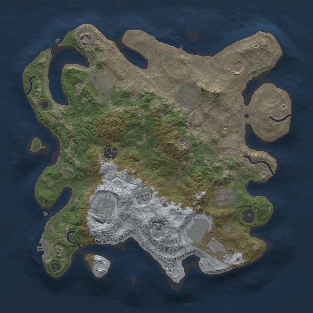 Rust Map: Procedural Map, Size: 3500, Seed: 624626, 15 Monuments