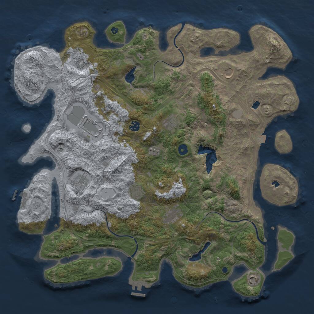 Rust Map: Procedural Map, Size: 4500, Seed: 427709549, 16 Monuments