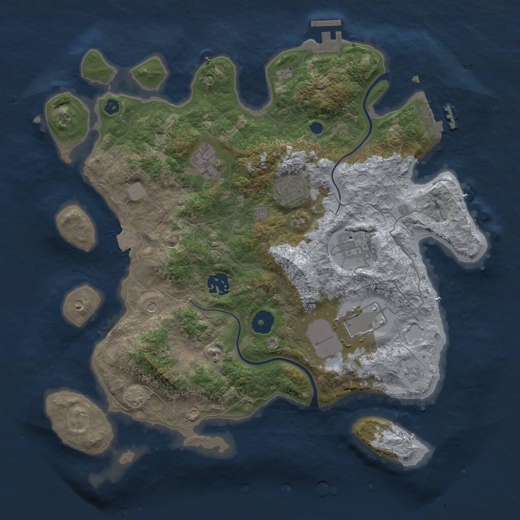 Rust Map: Procedural Map, Size: 3500, Seed: 1529, 11 Monuments