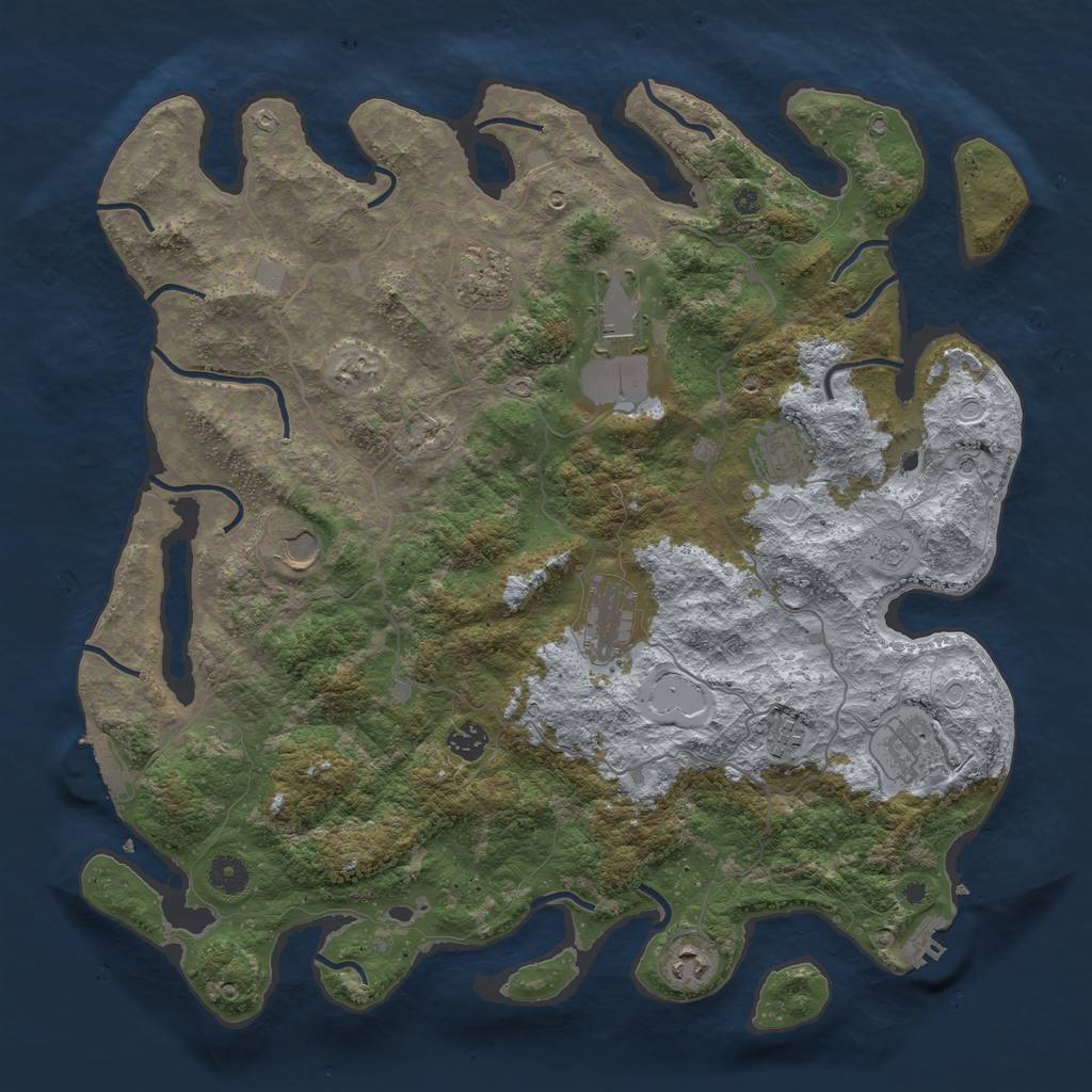 Rust Map: Procedural Map, Size: 4200, Seed: 8648, 16 Monuments