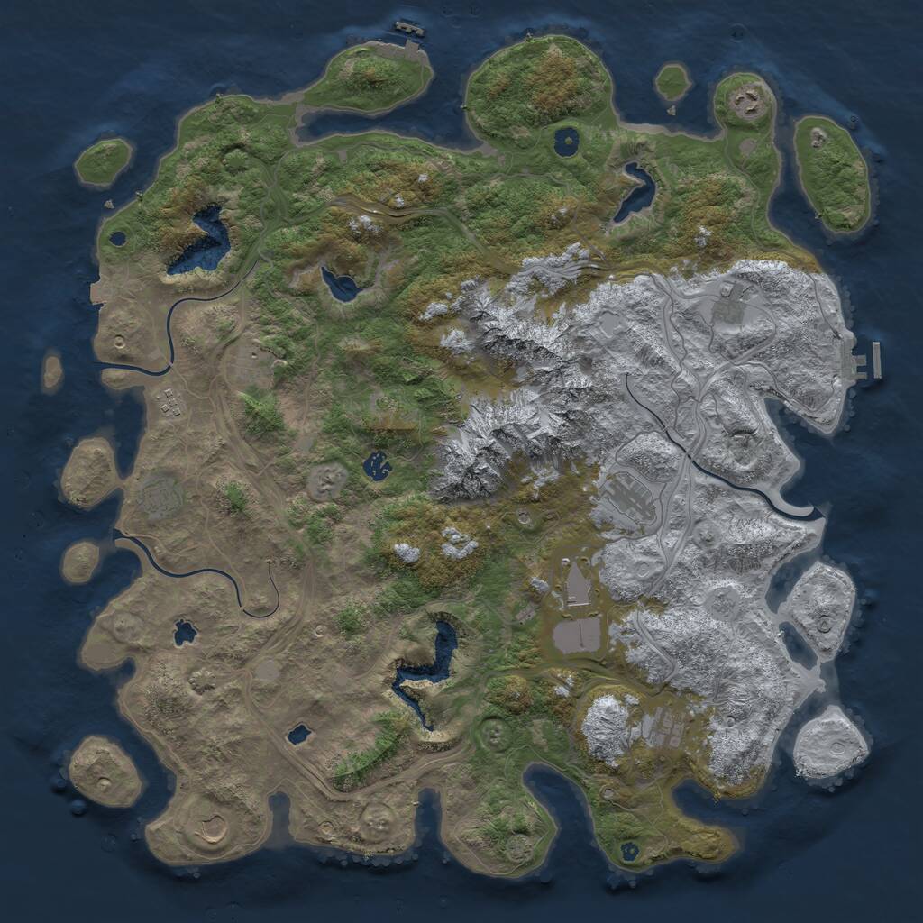 Rust Map: Procedural Map, Size: 5000, Seed: 4750, 16 Monuments