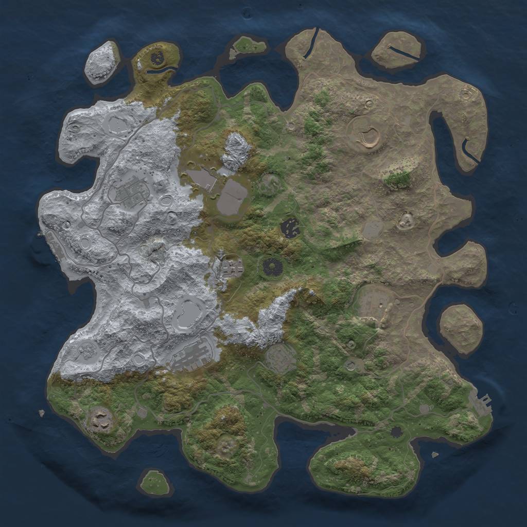 Rust Map: Procedural Map, Size: 4000, Seed: 1143233760, 16 Monuments
