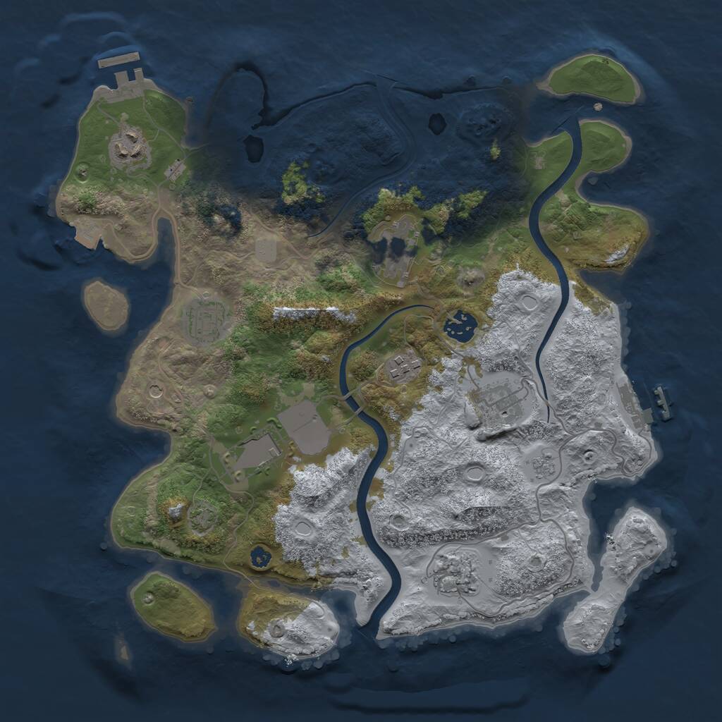 Rust Map: Procedural Map, Size: 3500, Seed: 694201337, 14 Monuments