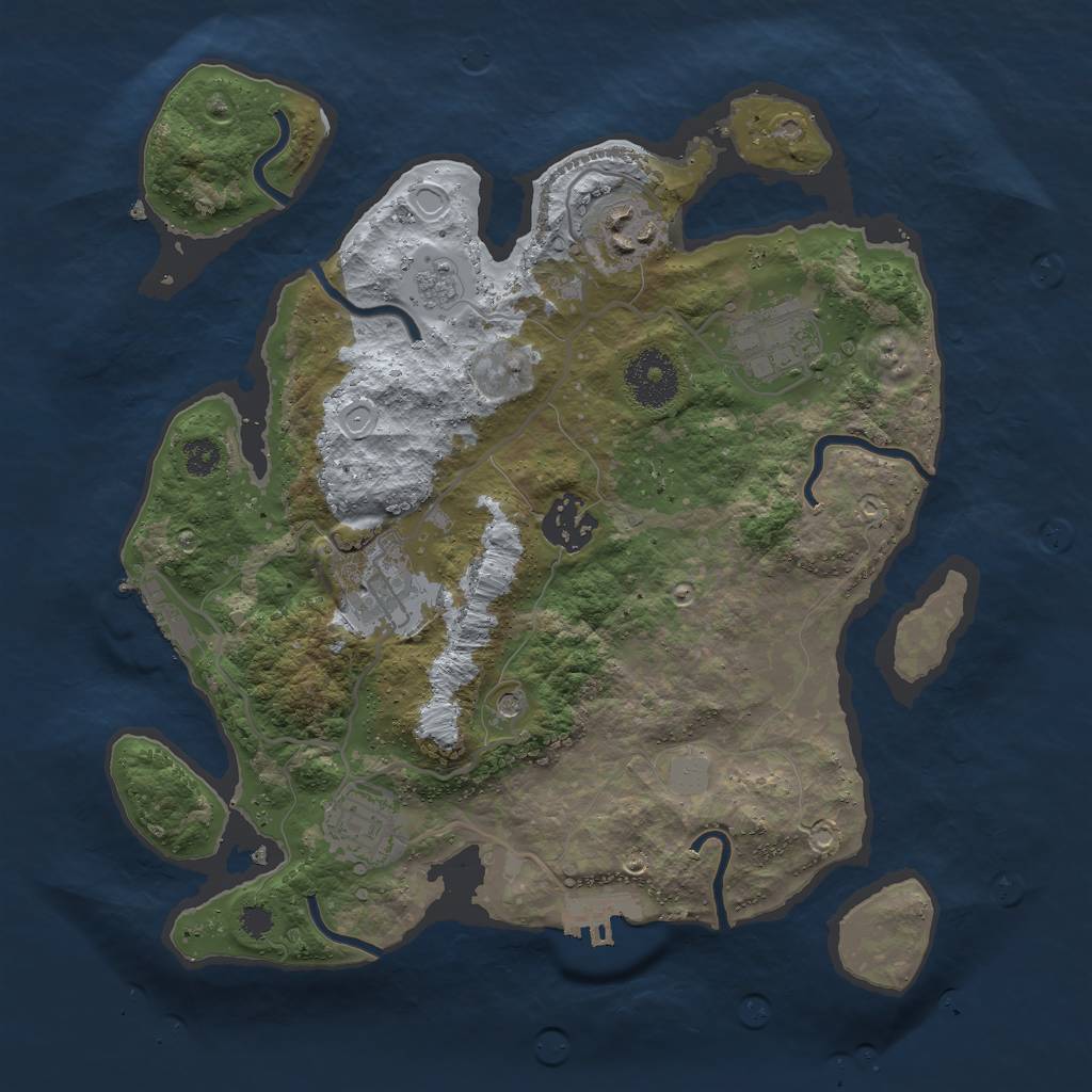 Rust Map: Procedural Map, Size: 3000, Seed: 13652, 12 Monuments
