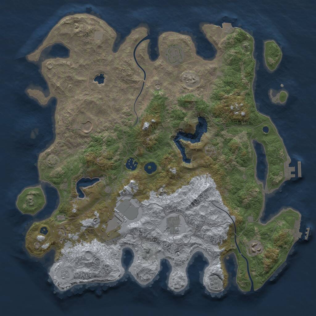 Rust Map: Procedural Map, Size: 4000, Seed: 1642603207, 14 Monuments