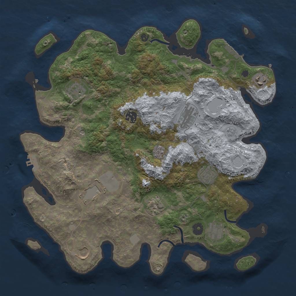 Rust Map: Procedural Map, Size: 3750, Seed: 174955921, 17 Monuments