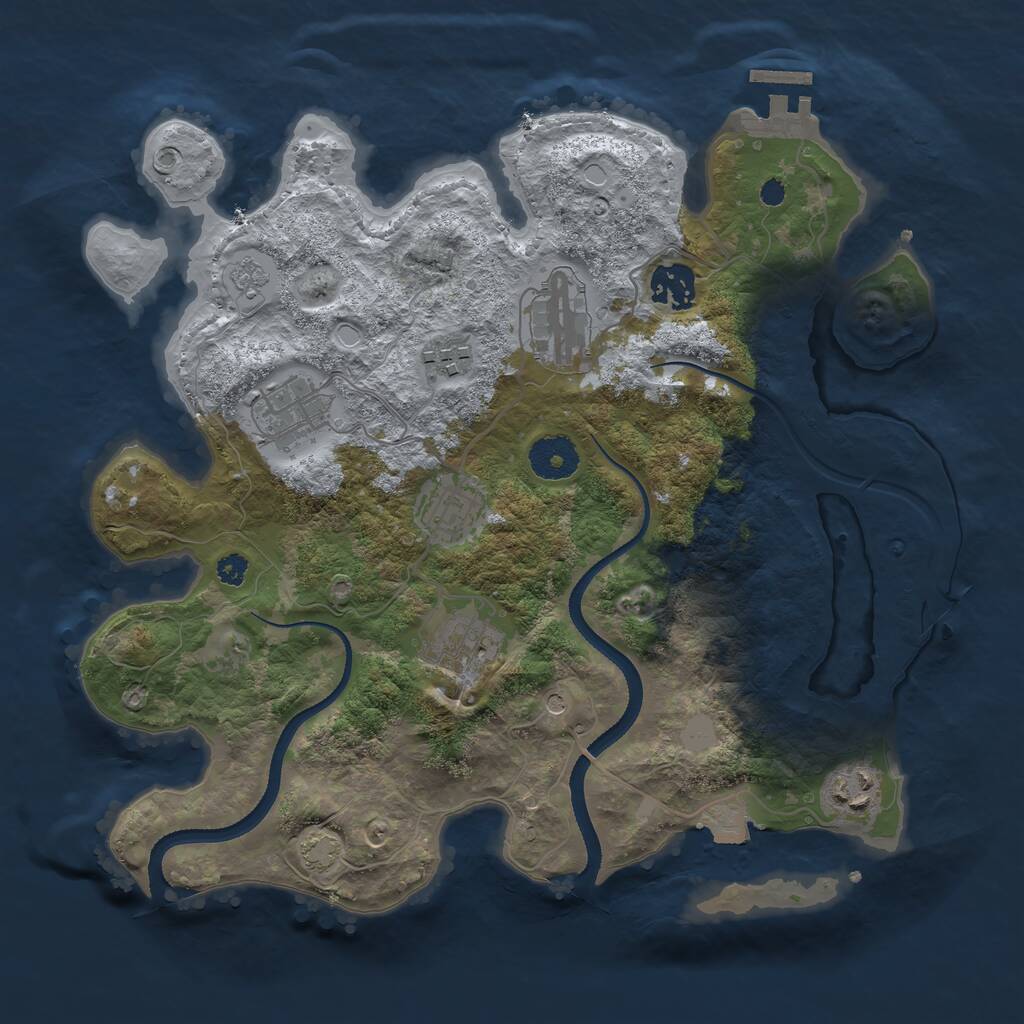 Rust Map: Procedural Map, Size: 3300, Seed: 648252, 12 Monuments