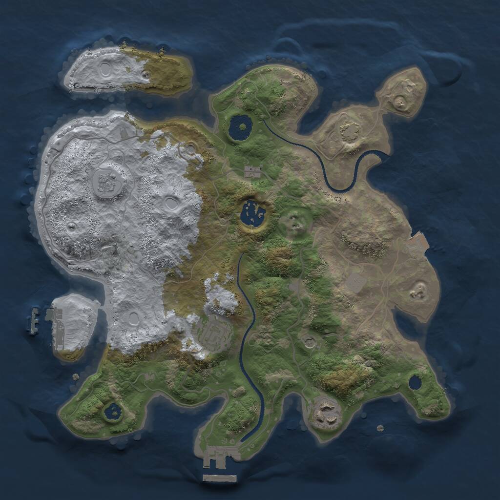 Rust Map: Procedural Map, Size: 3000, Seed: 125687, 9 Monuments