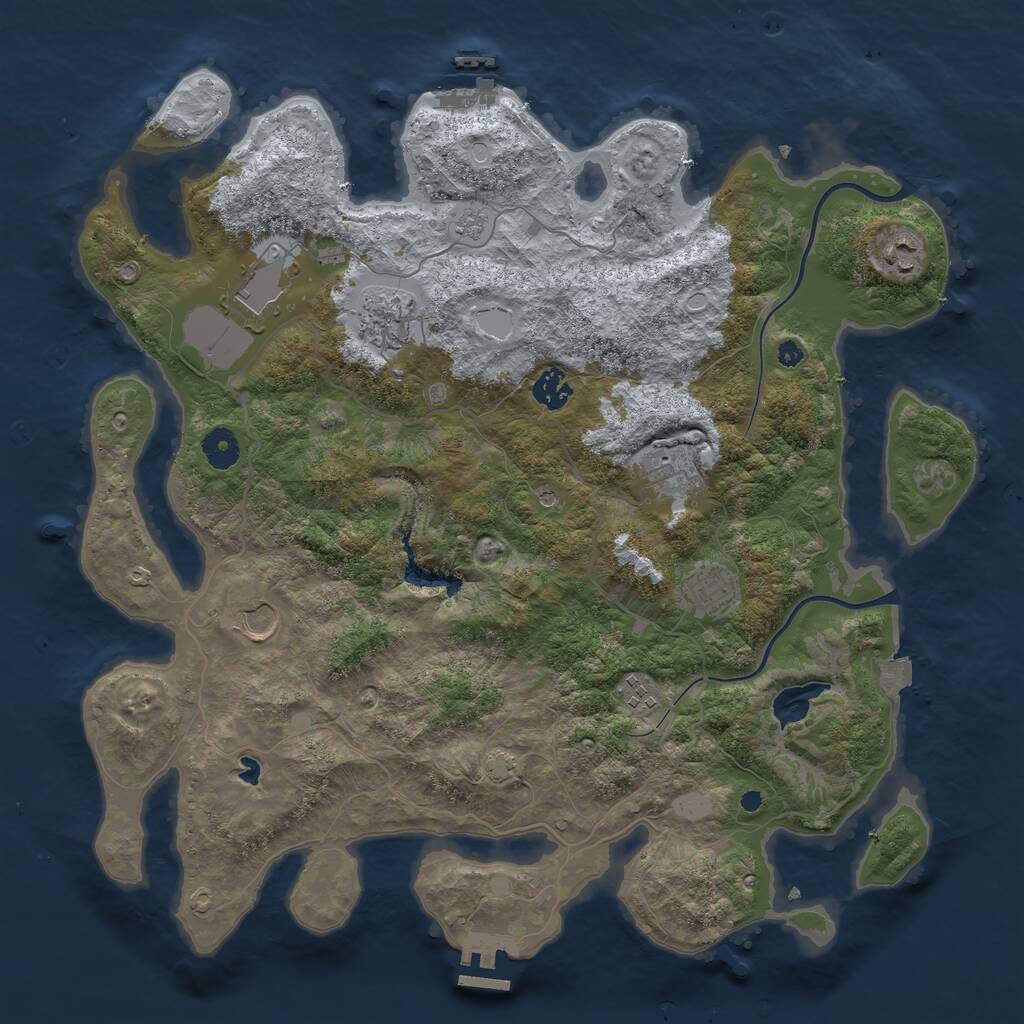 Rust Map: Procedural Map, Size: 4000, Seed: 44718282, 14 Monuments