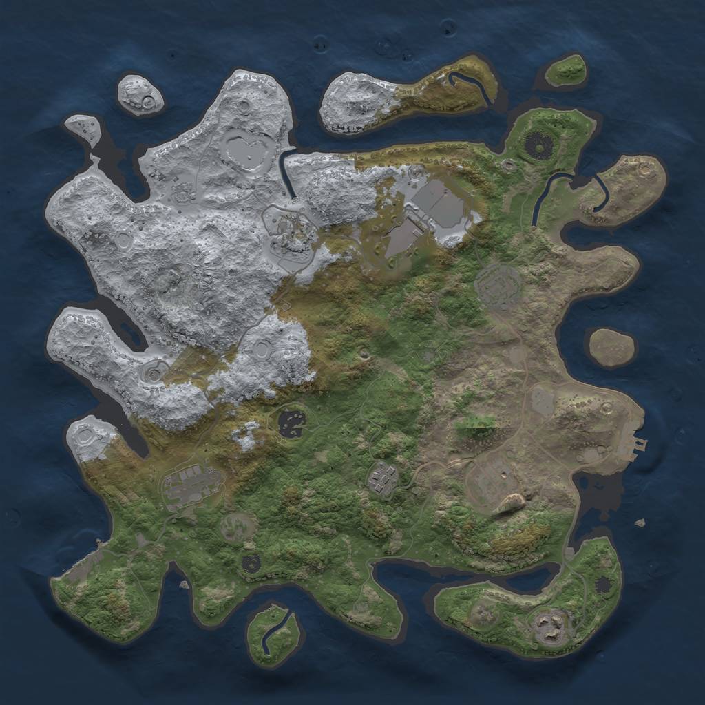 Rust Map: Procedural Map, Size: 3700, Seed: 88853, 15 Monuments
