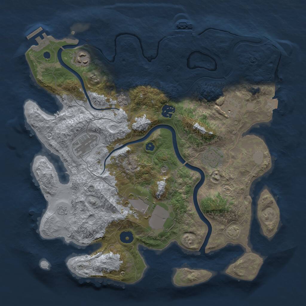 Rust Map: Procedural Map, Size: 3500, Seed: 68527607, 13 Monuments