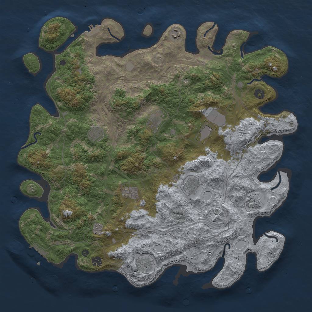 Rust Map: Procedural Map, Size: 4500, Seed: 1333220883, 17 Monuments