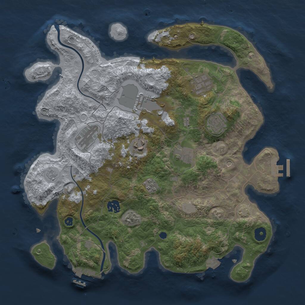 Rust Map: Procedural Map, Size: 3500, Seed: 93940509, 14 Monuments