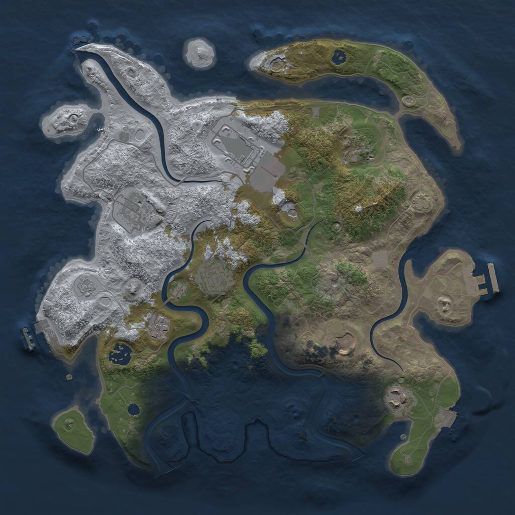 Rust Map: Procedural Map, Size: 3500, Seed: 93940509, 14 Monuments