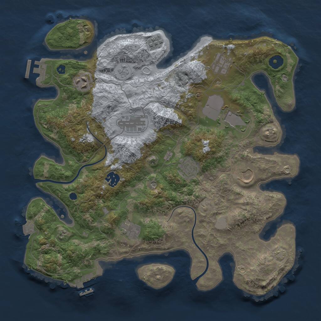 Rust Map: Procedural Map, Size: 3500, Seed: 61633076, 15 Monuments