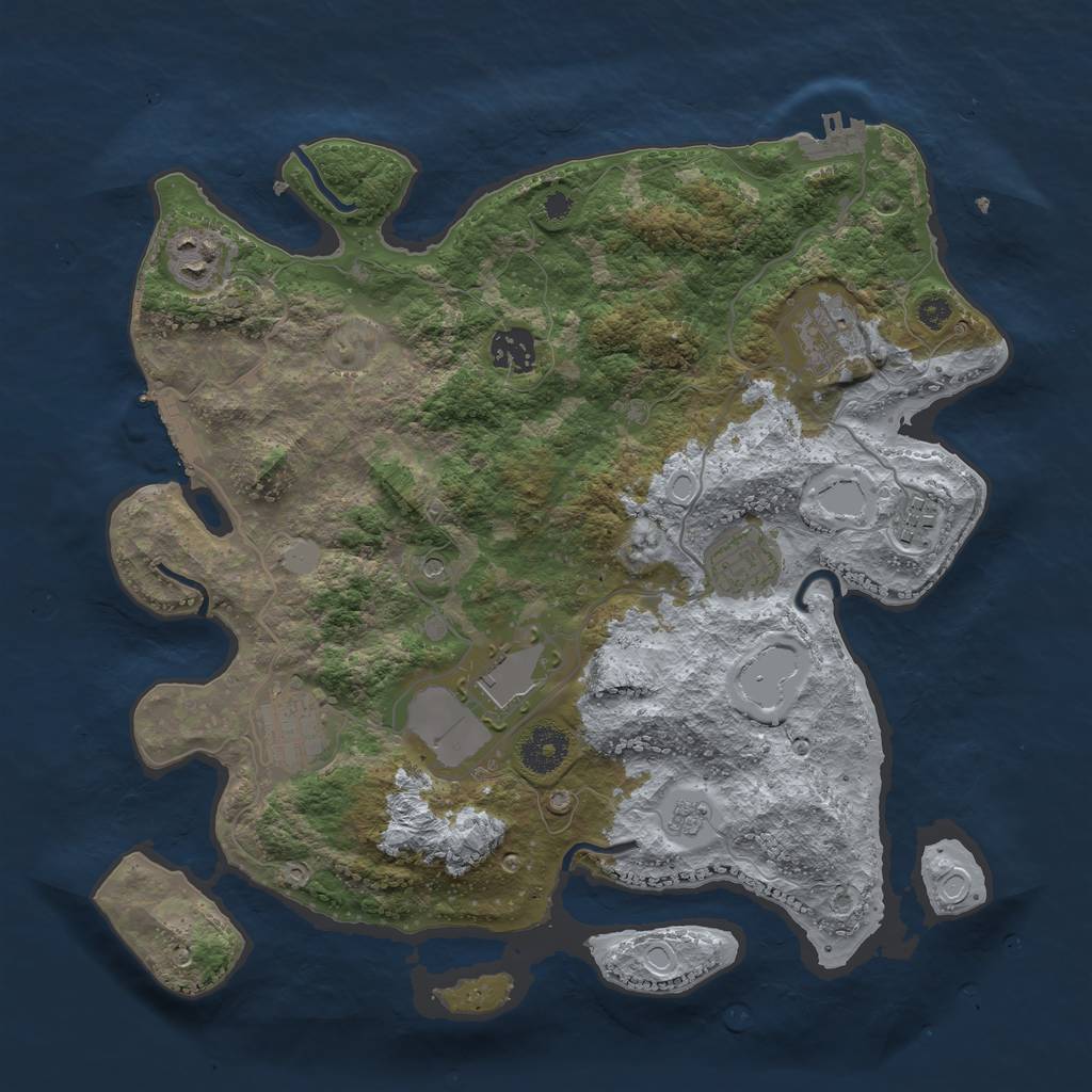 Rust Map: Procedural Map, Size: 3500, Seed: 117502393, 14 Monuments