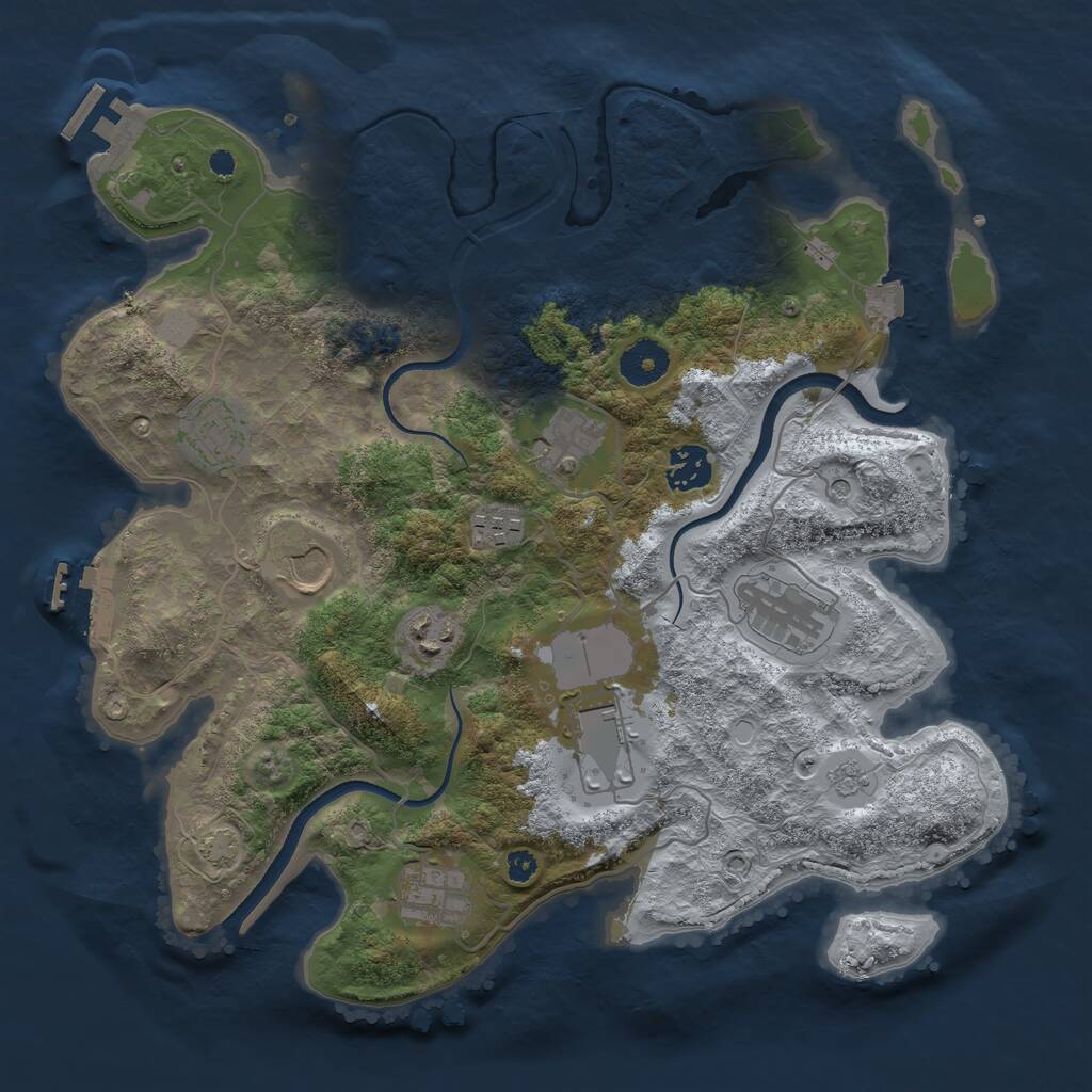 Rust Map: Procedural Map, Size: 3500, Seed: 25860965, 15 Monuments
