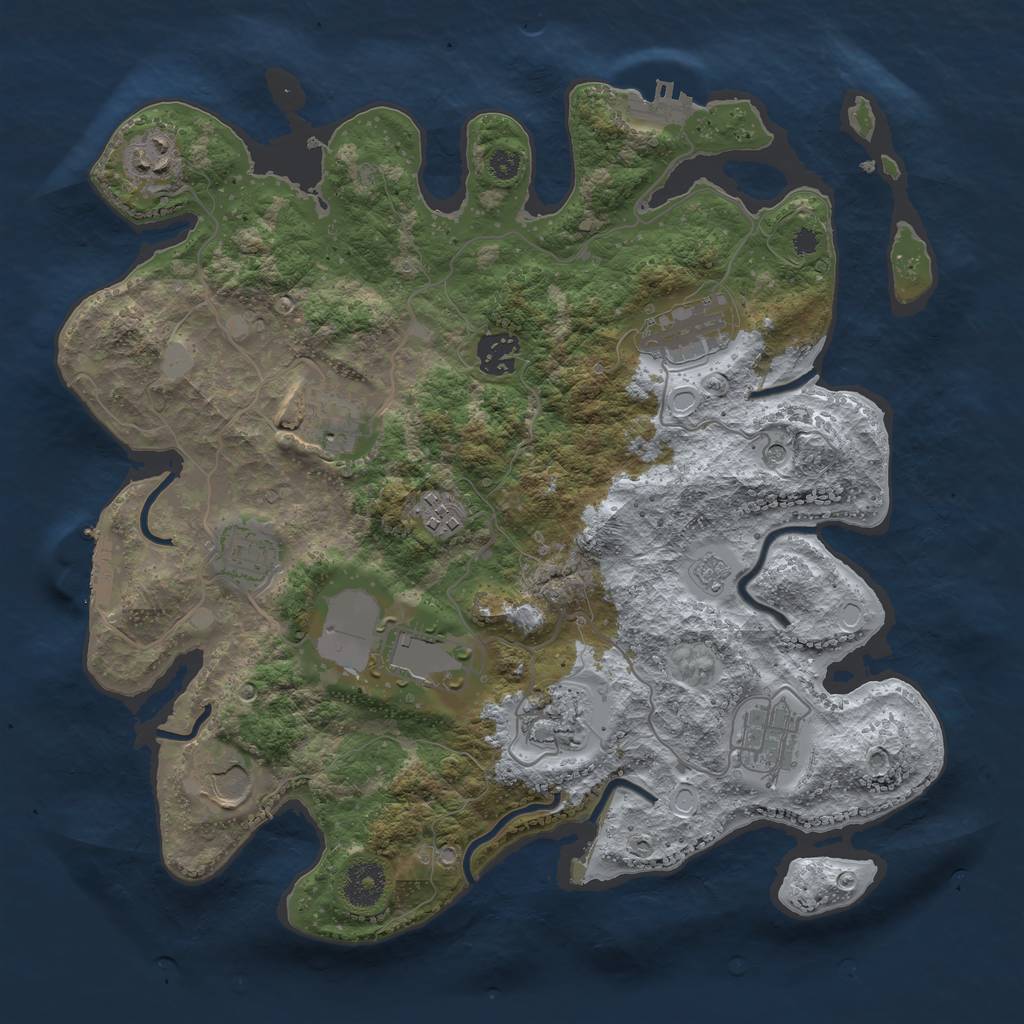 Rust Map: Procedural Map, Size: 3500, Seed: 25860965, 17 Monuments