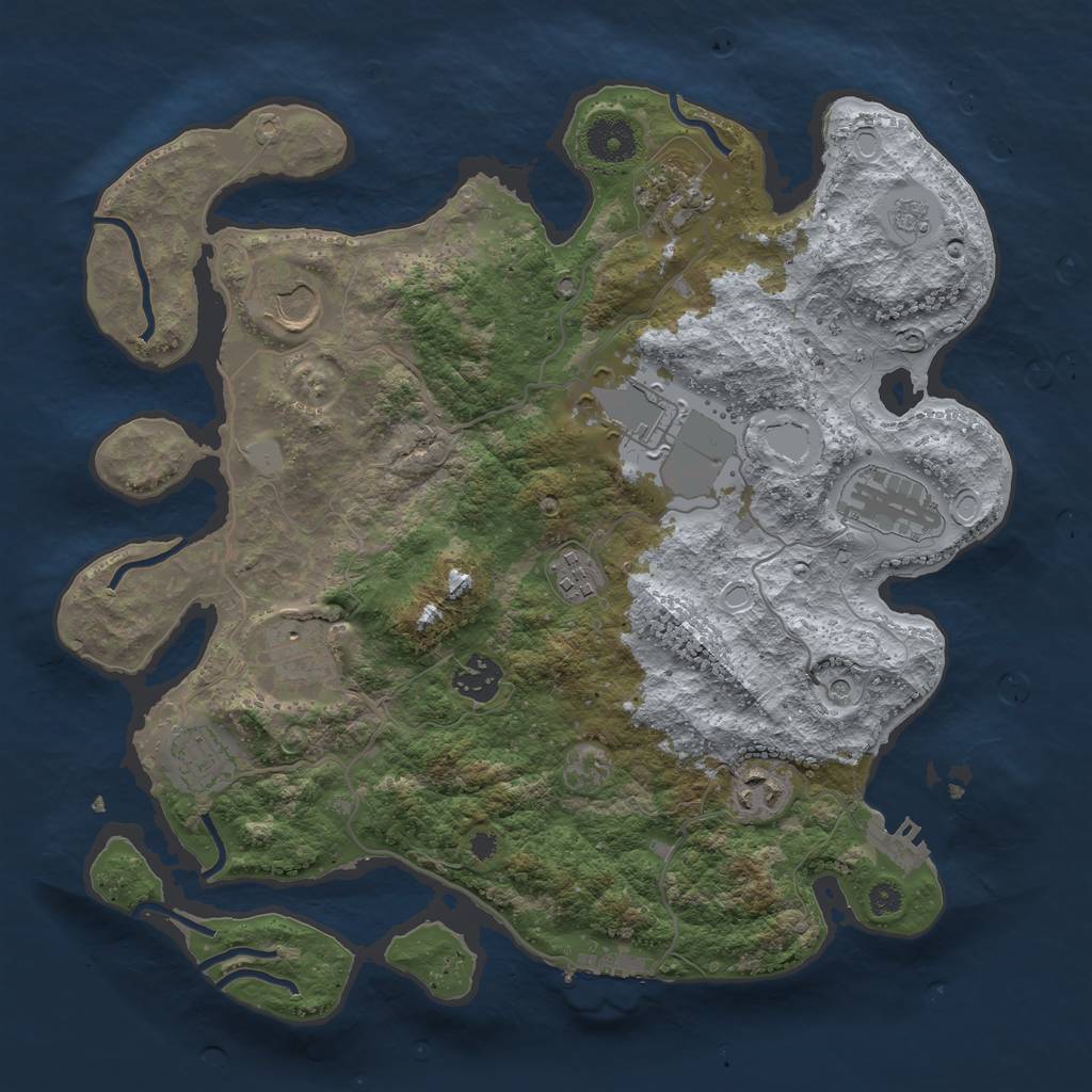 Rust Map: Procedural Map, Size: 3500, Seed: 12534287, 16 Monuments