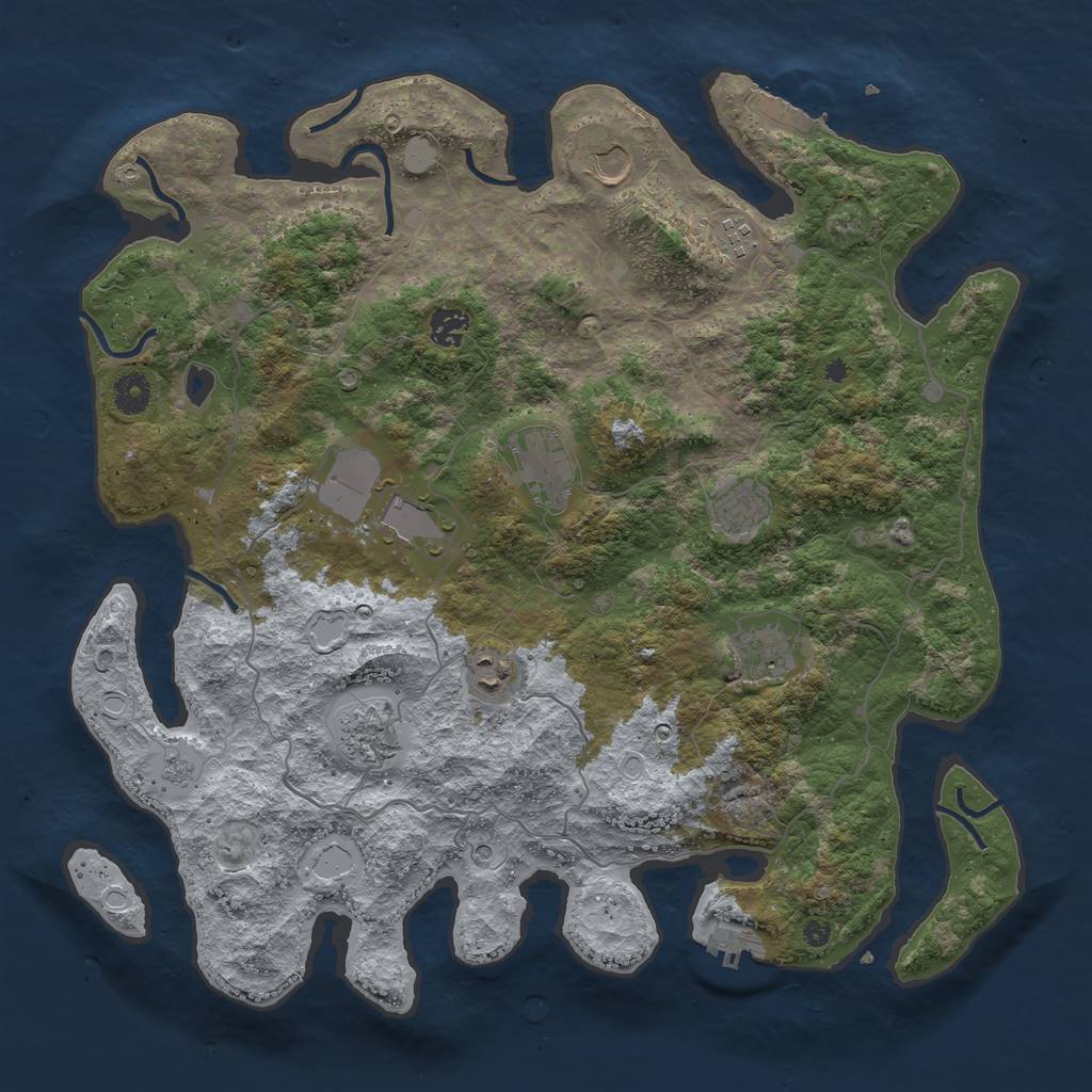 Rust Map: Procedural Map, Size: 4096, Seed: 3, 16 Monuments