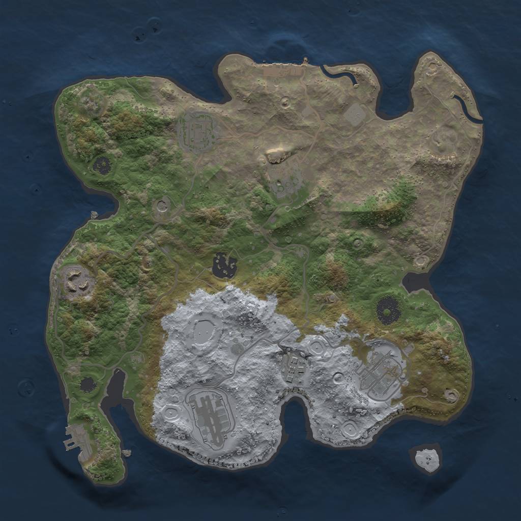 Rust Map: Procedural Map, Size: 3000, Seed: 883562752, 13 Monuments