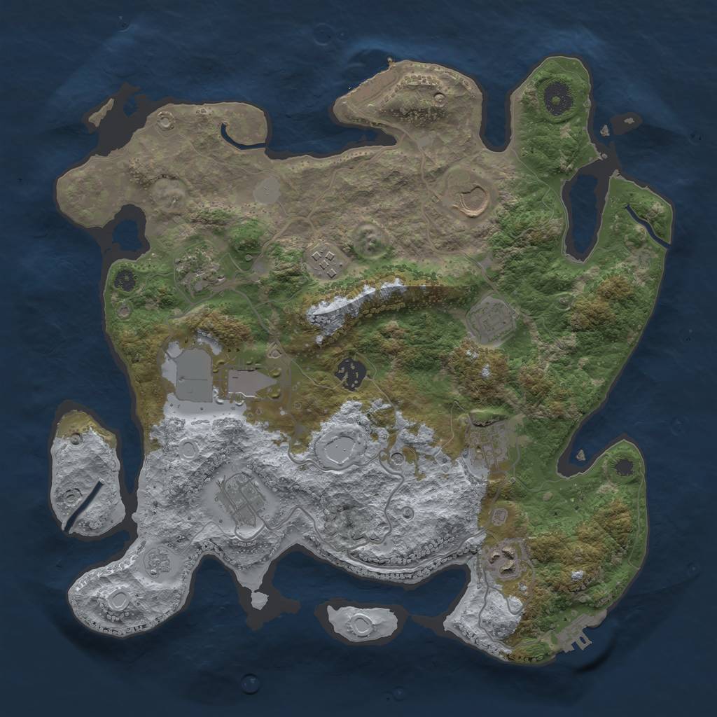 Rust Map: Procedural Map, Size: 3500, Seed: 95932851, 16 Monuments