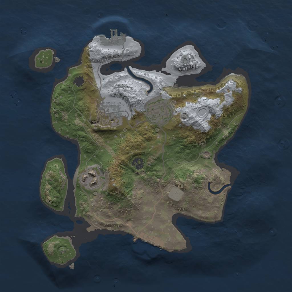 Rust Map: Procedural Map, Size: 2500, Seed: 2453865, 8 Monuments