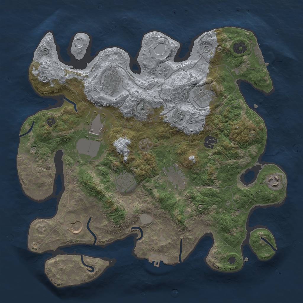 Rust Map: Procedural Map, Size: 3500, Seed: 74048165, 16 Monuments