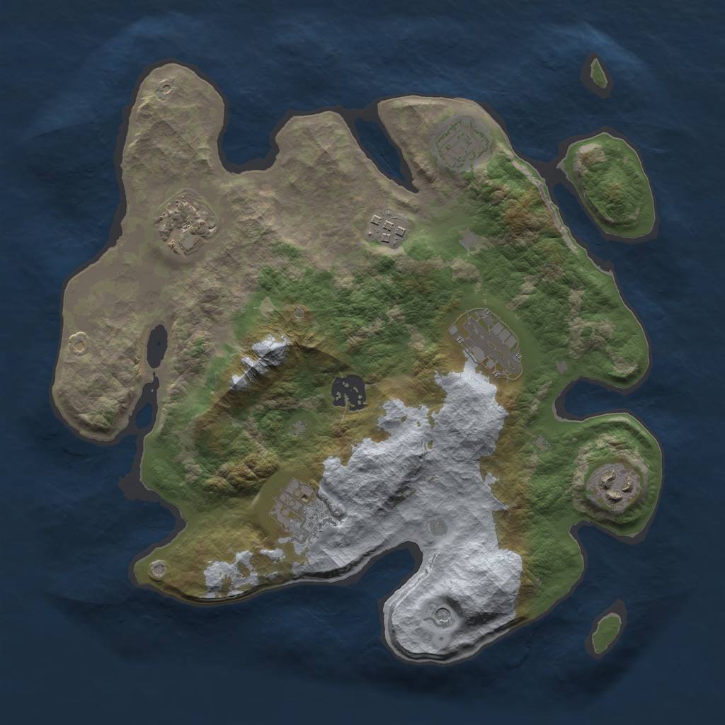 Rust Map: Barren, Size: 3000, Seed: 6431750, 10 Monuments