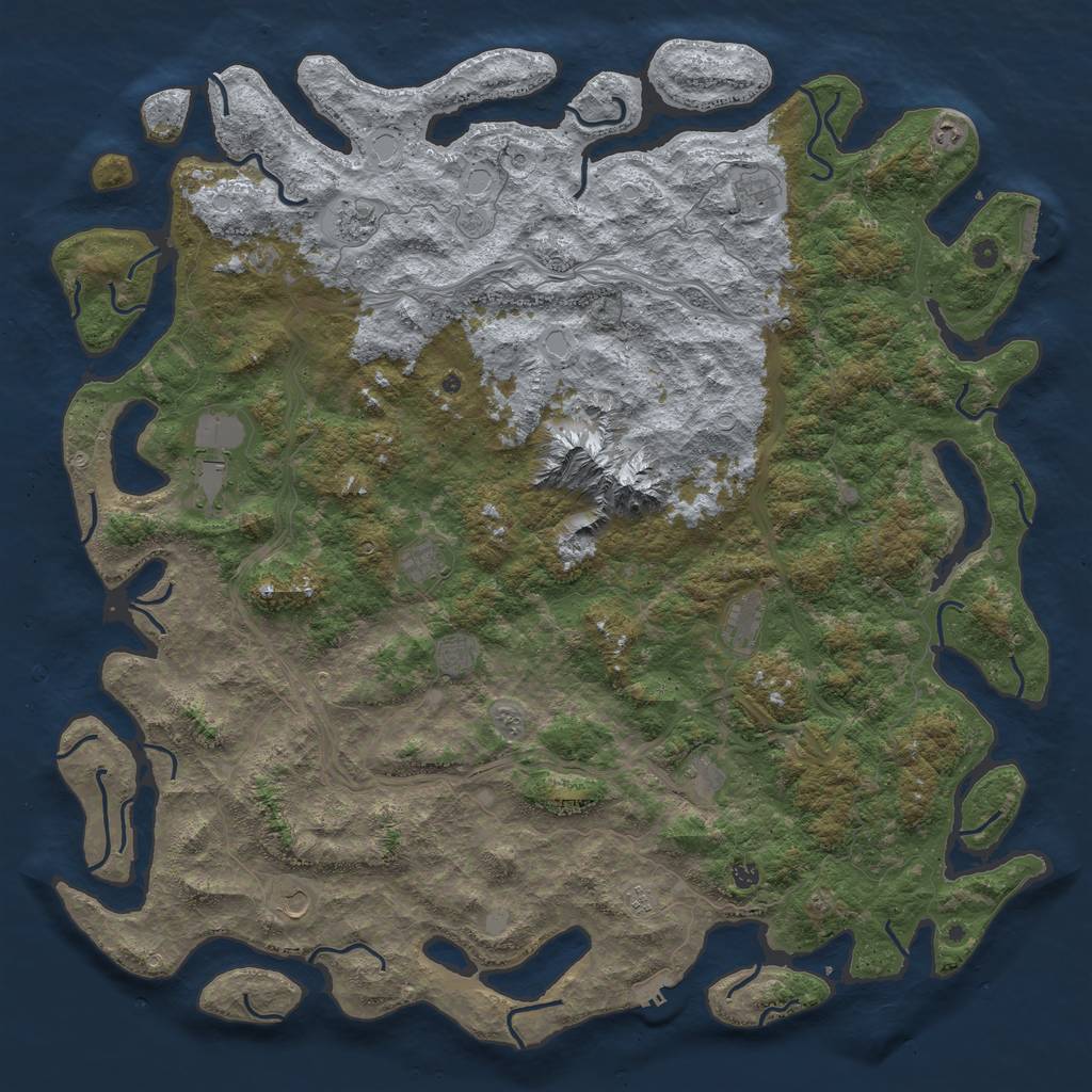Rust Map: Procedural Map, Size: 5998, Seed: 51992707, 18 Monuments