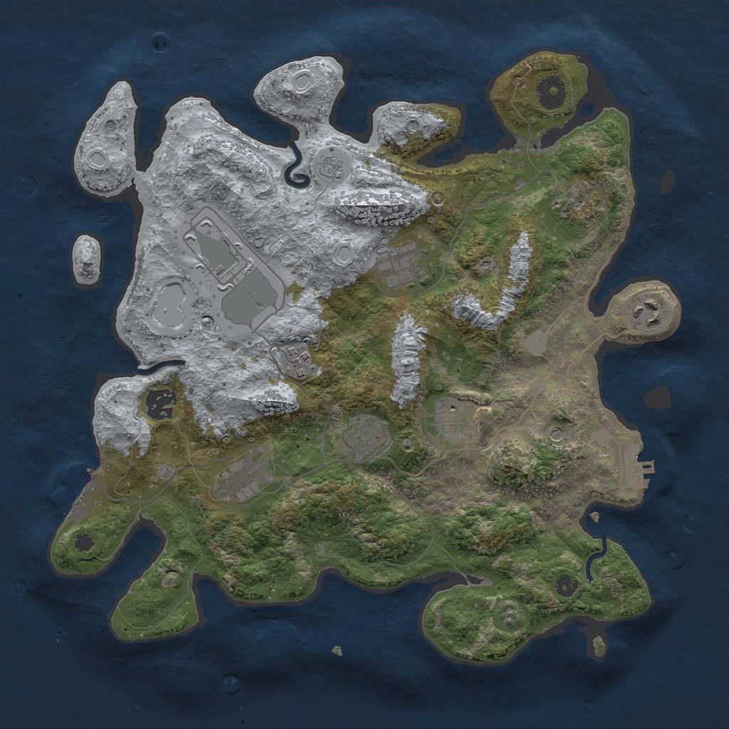 Rust Map: Procedural Map, Size: 3500, Seed: 71150658, 16 Monuments