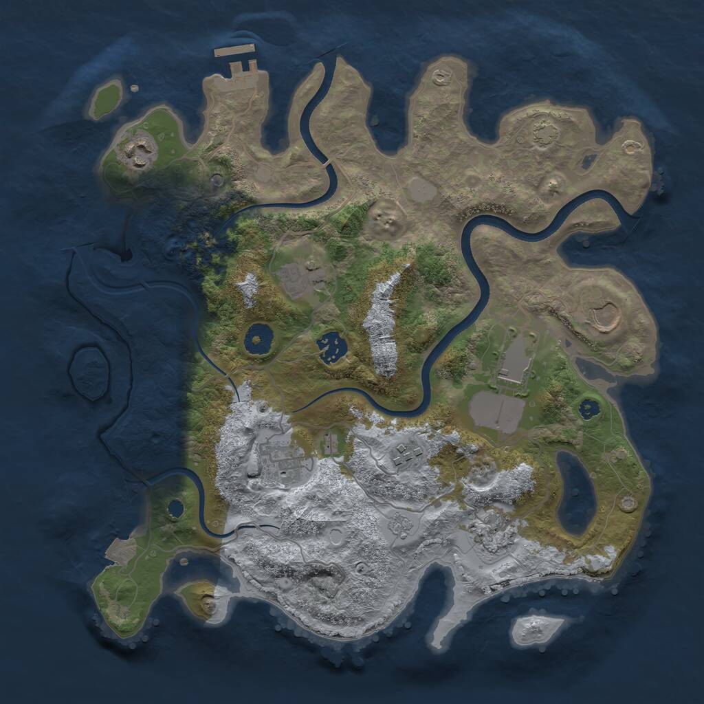 Rust Map: Procedural Map, Size: 3500, Seed: 53266209, 13 Monuments