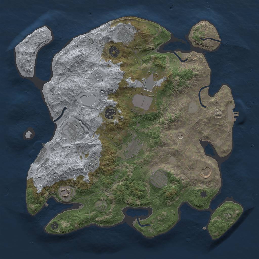 Rust Map: Procedural Map, Size: 3500, Seed: 61629864, 16 Monuments