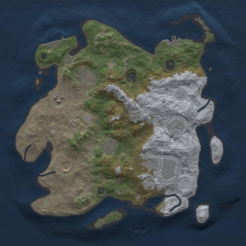 Rust Map: Procedural Map, Size: 3500, Seed: 42846673, 15 Monuments