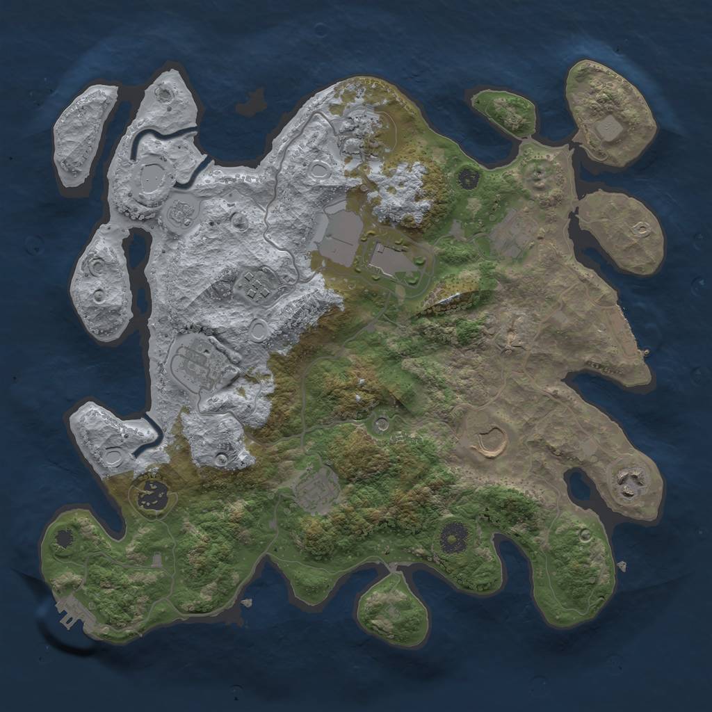 Rust Map: Procedural Map, Size: 3500, Seed: 47462065, 16 Monuments