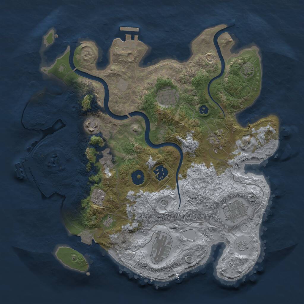 Rust Map: Procedural Map, Size: 3250, Seed: 1157125795, 14 Monuments