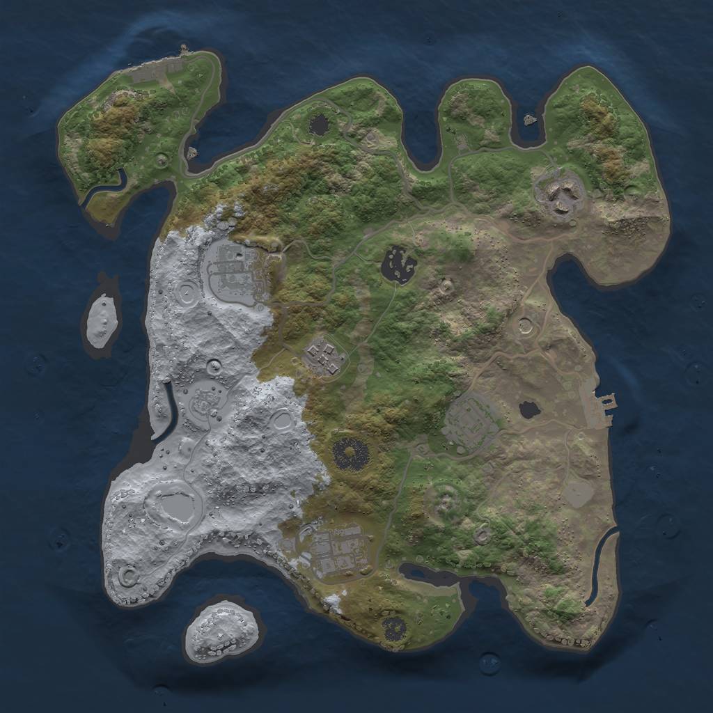 Rust Map: Procedural Map, Size: 3000, Seed: 1450675484, 13 Monuments