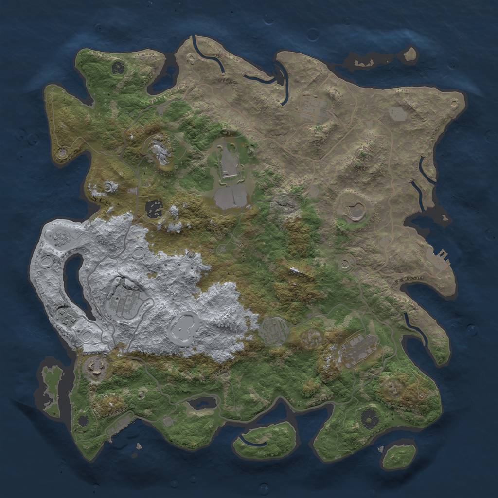 Rust Map: Procedural Map, Size: 4000, Seed: 2034580042, 17 Monuments