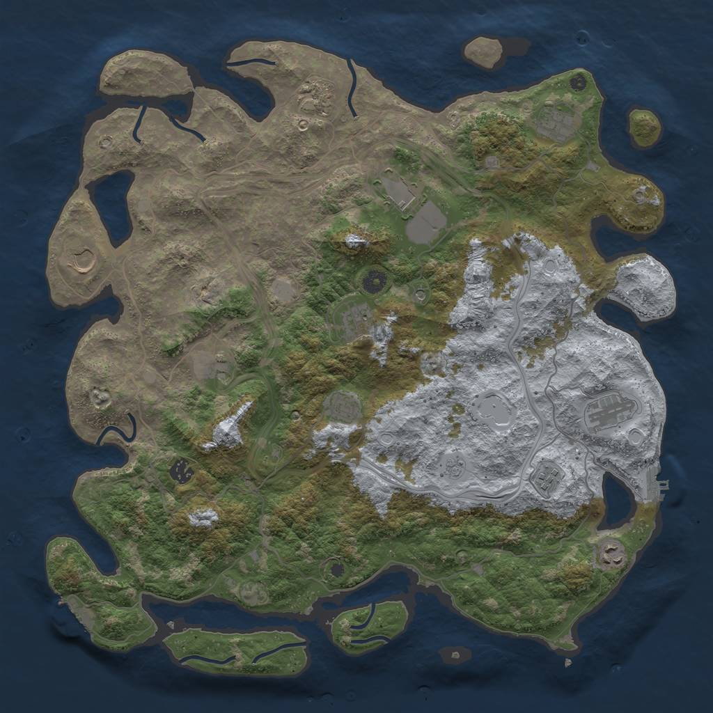 Rust Map: Procedural Map, Size: 4500, Seed: 1434160528, 18 Monuments