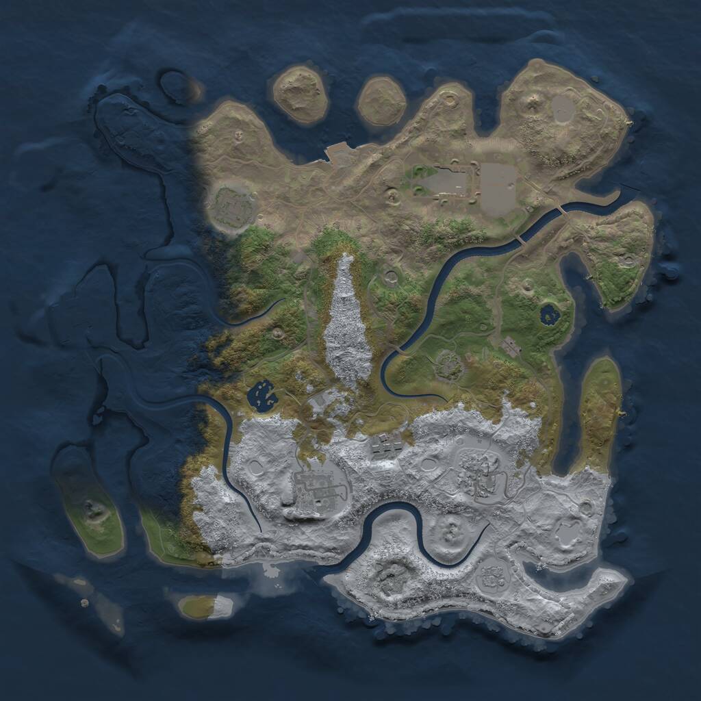 Rust Map: Procedural Map, Size: 3500, Seed: 1783914733, 11 Monuments
