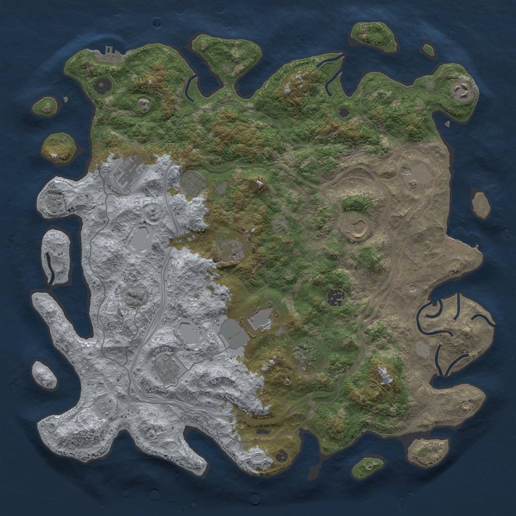 Rust Map: Procedural Map, Size: 4500, Seed: 1930073200, 18 Monuments