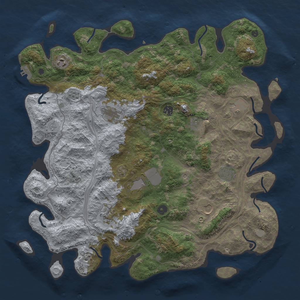 Rust Map: Procedural Map, Size: 4500, Seed: 1037961722, 16 Monuments