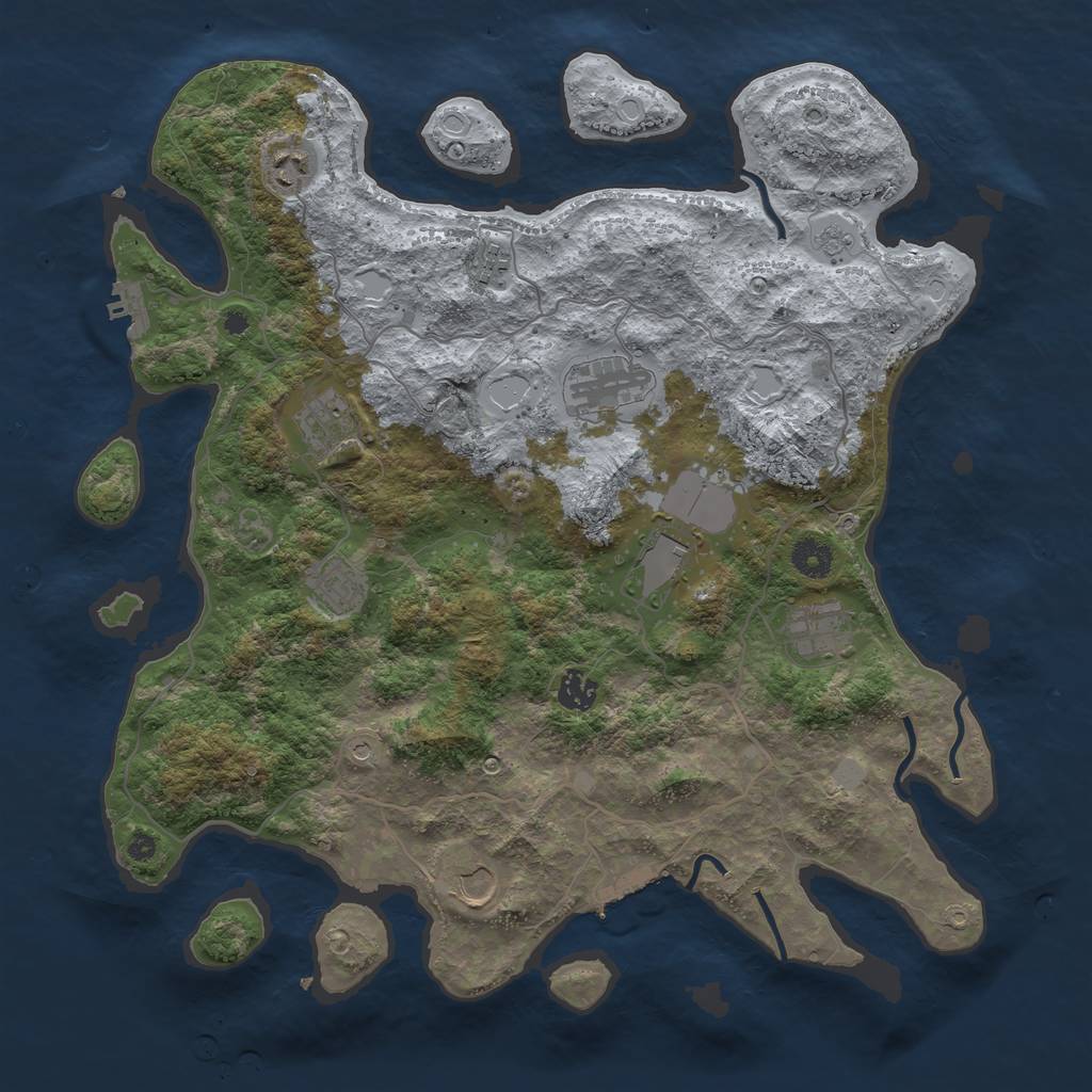Rust Map: Procedural Map, Size: 4050, Seed: 978886085, 16 Monuments